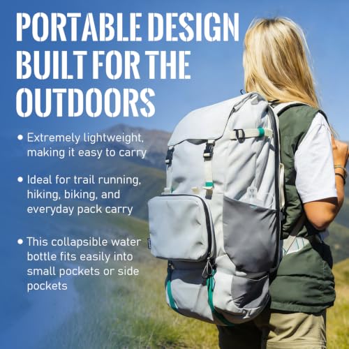 Butie White 1L Collapsible Water Bottle with Filter for Travel Hiking Camping