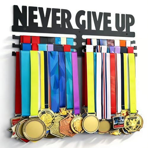 Wall Mount Medal Holder Rack - 15x5.9 Inch for 50+ Medals, Black