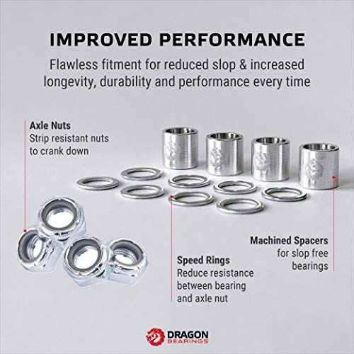 Skateboard Spacer, Washer, and Axle Nut Speed Kit - Silver