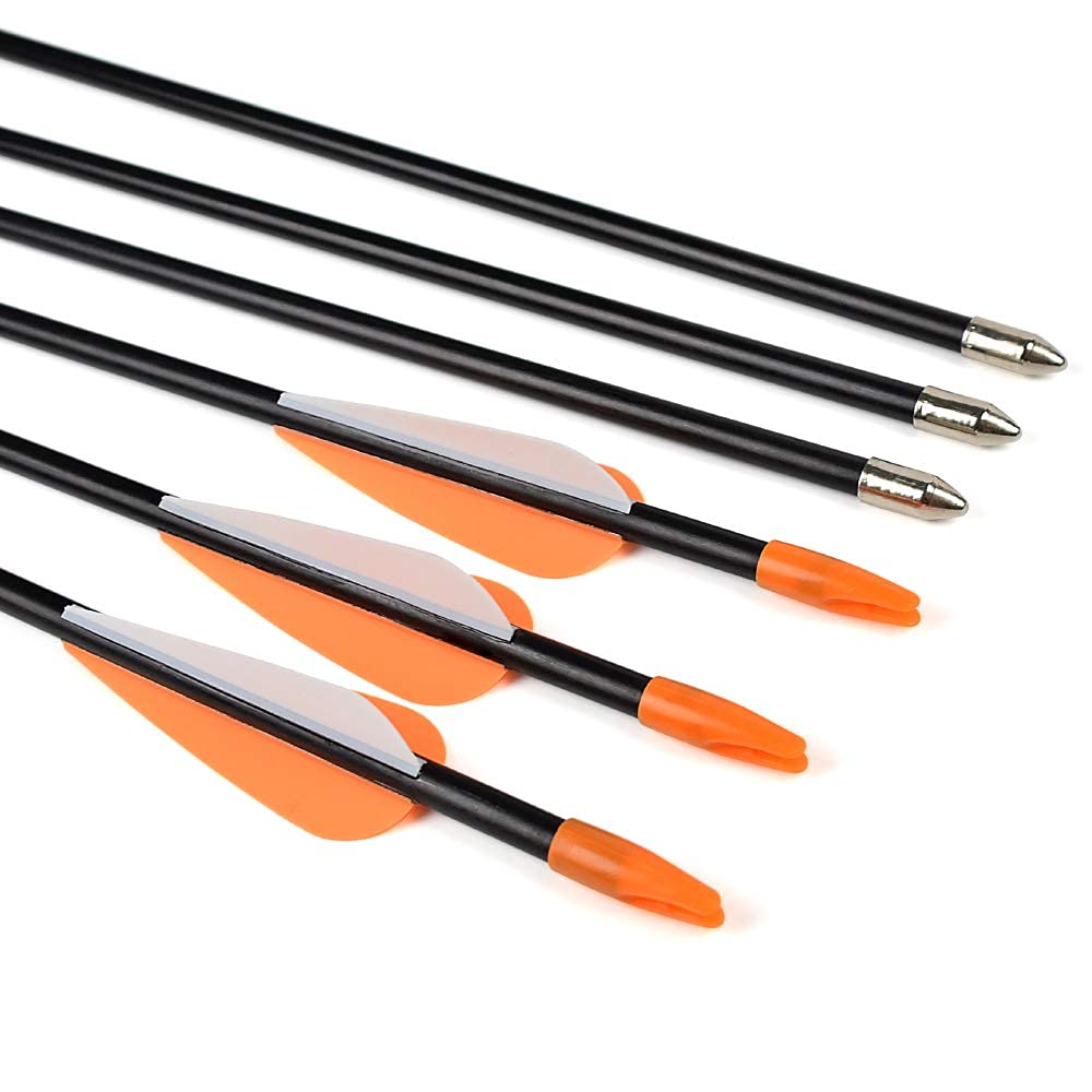 Fiberglass Practice Arrows Archery 28 Inch Target Shooting Safetyglass Recurve Bows Suitable for Youth Woman Beginner 12PCS