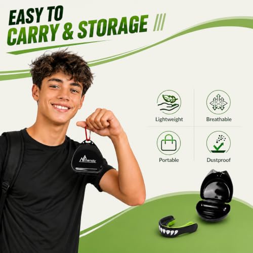 Kids Mouth Guard 3 Pack with Strap - Age 6-12, BPA-Free, Shock Absorbent for Sports