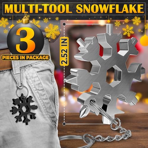 18-in-1 Snowflake Multi Tool Keychain - Set of 3 Stainless Steel
