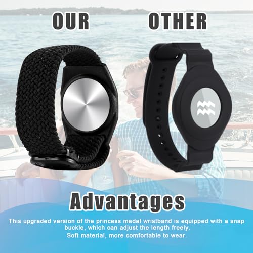 Adjustable 2pcs Medallion Holder Bracelet for Princess Cruise - White & Black