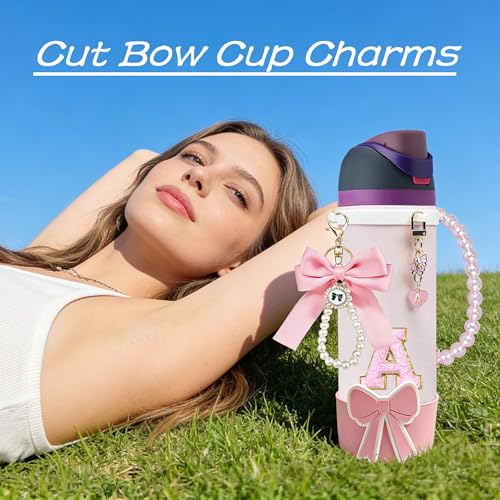 Silicone Bow Boot for Owala 24oz with Strap & Charms - Pink