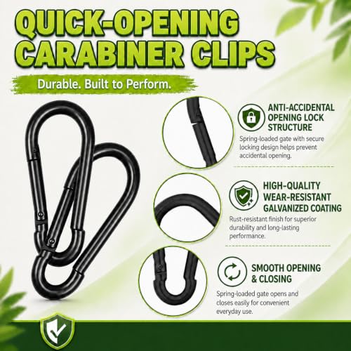 Heavy-Duty Carabiner Clip - 5.5 Inch Snap Hook, 2PCS-M14 Black