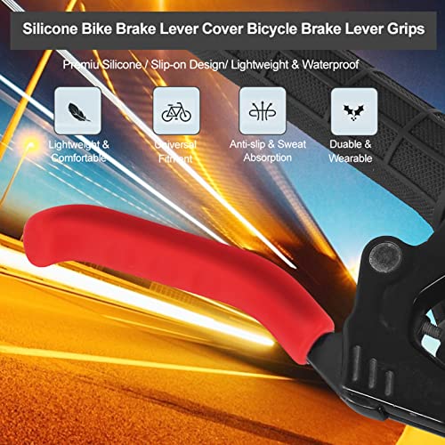 Anti-Slip Bike Brake Grip Covers - Shockproof Silicone - Red