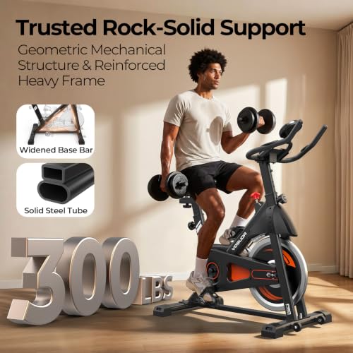 Magnetic Exercise Bike with Comfortable Seat - Silver Orange