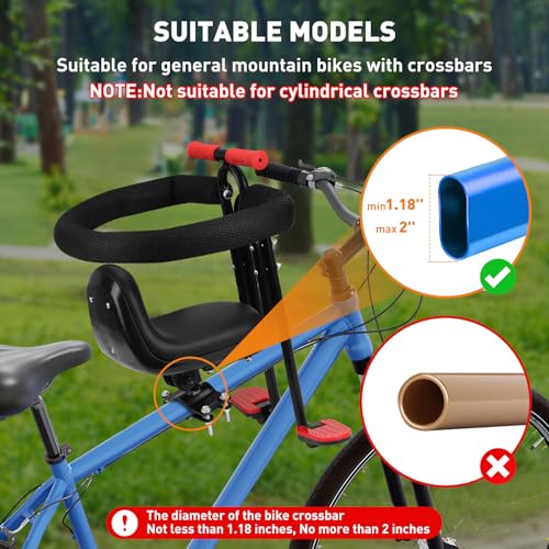 Kid's Front Mounted Bike Seat for Children 2-4 Years - Black