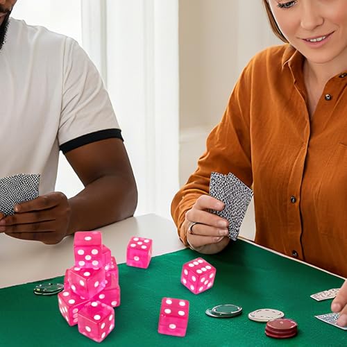 Rose Red Casino Dice Set - 12 Pcs 19mm Translucent D6 Dice