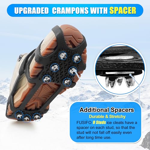Ice Cleats for Shoes and Boots - Non-Slip Traction Crampons, Large