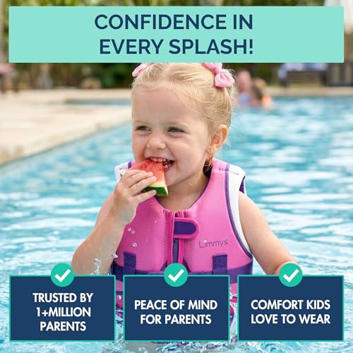 Limmys Kids Neoprene Swim Vest Berry Pink Large - Adjustable Child Water Safety Aid