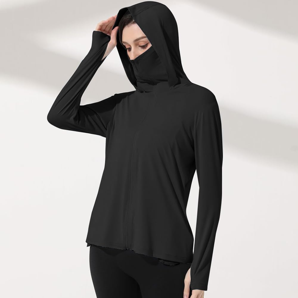 Mingyuezai Women's Lightweight Hooded Sun Protection Jacket | UPF 50+ Long Sleeve for Hiking
