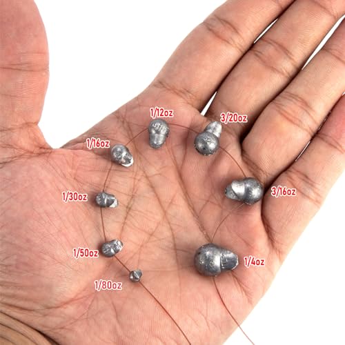 Removable Split Shot Sinkers - 100 Pack 1/80 oz Line Weights