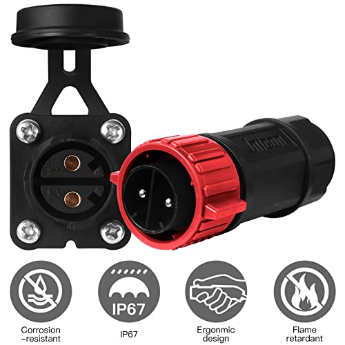 NOVINO Waterproof Trolling Motor Plug Receptacle Set 12/24/36/48V Red 1 Pack