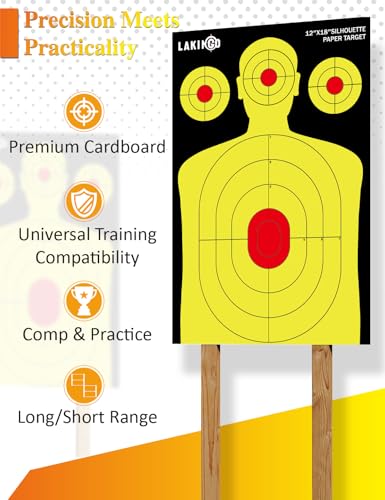 High-Visibility Shooting Targets - 12x18 Inch Yellow - 10pcs Triple Target