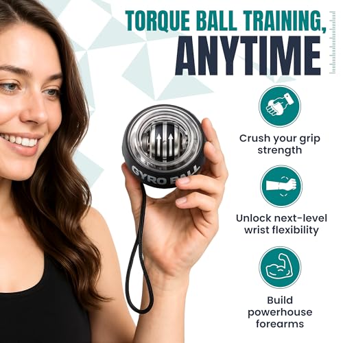 Gyroscopic Wrist Exerciser - Torque Ball Hand Trainer - Black