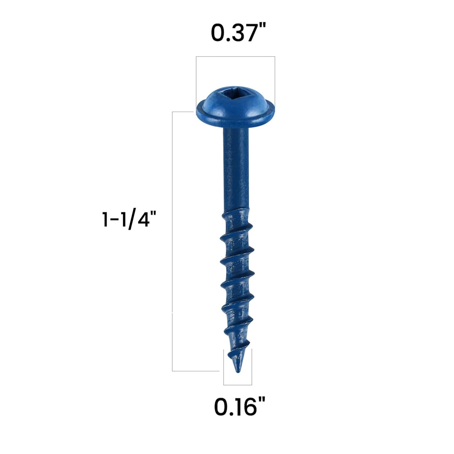 BNUOK Pocket Hole Screws 1 1/4 Inch, 150Pcs, Anti-Rust Blue Coated Pocket Screws #8 x 1-1/4", Exterior Wood Screws, Coarse Thread, Washer Head Square Drive, Self-Tapping Tip, with Drive Bit