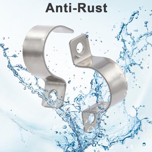 1/4 Inch Stainless Steel Conduit Clamps 2 Hole Pipe Clamps U Pipe Bracket Conduit Fixing Clips, Universal Clamp for Cylindrical Components - Fits OD 6 mm (Approx. 1/4") | 20 Pcs