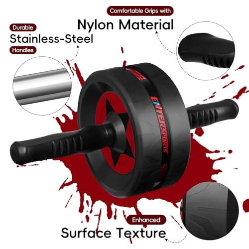 Ab Roller Wheel for Core Strength Training - Red with Knee Pads