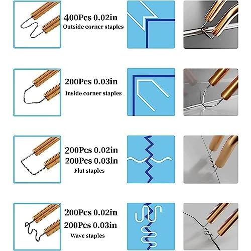 1400PCS Plastic Welding Kit with Storage Box, 6 Different Shapes Plastic Welder Staples