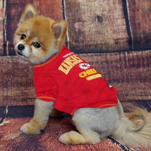 Kansas City Chiefs Dog T-Shirt - Large, Soft Stretchable Pet Apparel