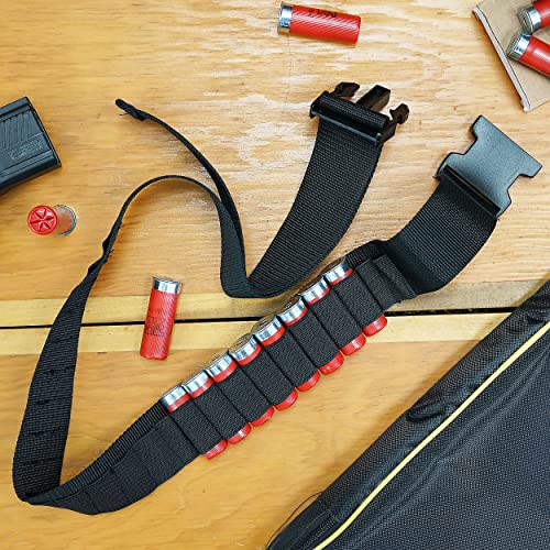 Adjustable Black Nylon Shotgun Shell Ammo Belt - Holds 25 Rounds