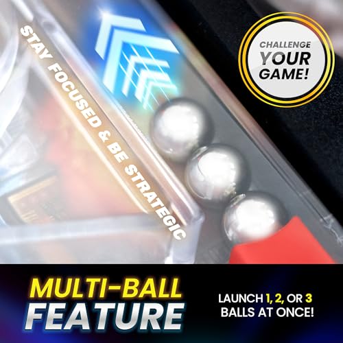 Interactive Mini Pinball Game - LED Scoring & Sounds, 3-Ball Launch
