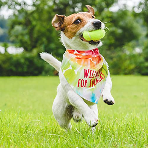 6 Pack Adjustable Tie Dye Dog Bandanas - Colorful Pet Scarves