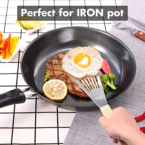 Stainless Steel Wooden Handle Fish Spatula Set - Little & Large