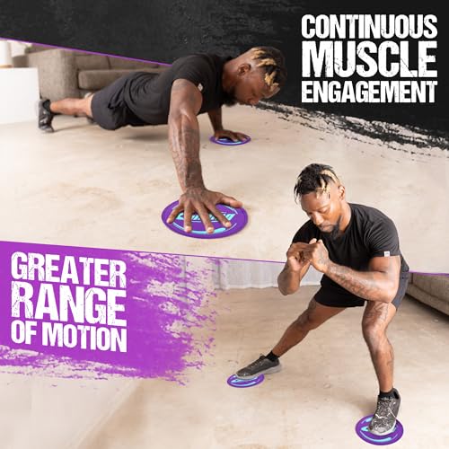 9" Gliding Sliders for Full Body Workouts - Purple