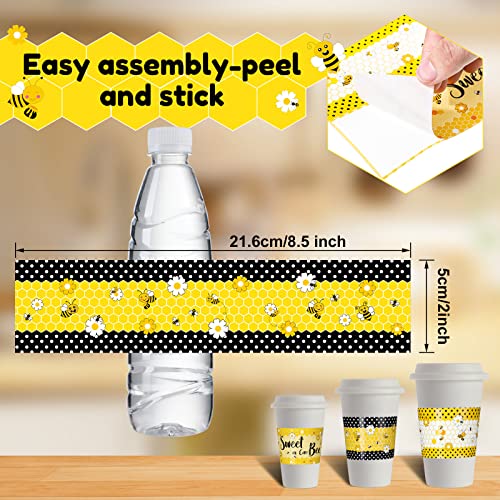 30 Pack Bee Party Water Bottle Labels - Waterproof Bee Birthday Decorations