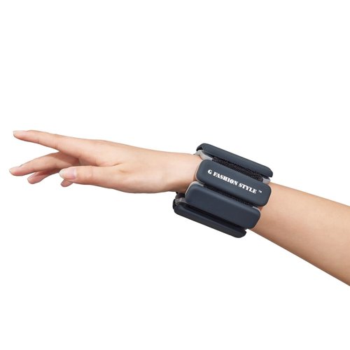 G FASHION STYLE Wearable Wrist & Ankle Weights, Set of 2 (1 LB ea.), Adjustable Arm Weights Set, Weight Loss strenght training bracelet, Women/Man. (Black)