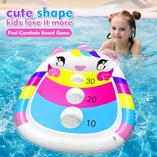 Kids Inflatable Unicorn Pool Cornhole Board Floating Game - JOINBO