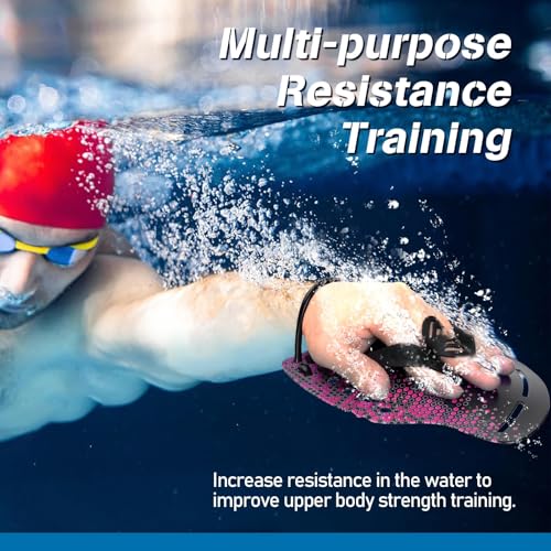 Curved Swim Hand Paddles - Medium Pink, Upper Body Strength Training