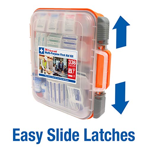24/7 First Aid OSHA Compliant 336-Piece Emergency First Aid Kit, 100-Person, Plastic Case, 1 Pack
