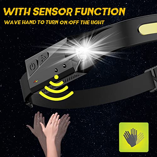 Rechargeable LED Headlamp with Motion Sensor - 350 Lumens, 2 Pack