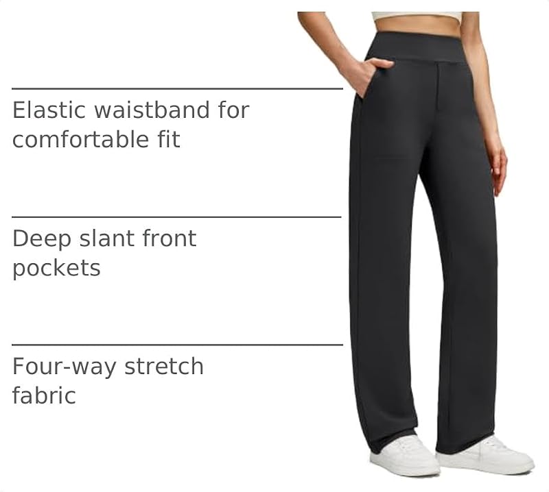 G4Free EverGoing Fleece-Lined Work Pants with Pockets, Black, 5'4.5"-5'7" (M) – Medium
