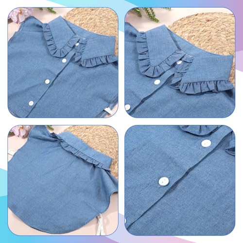 Women's Denim Detachable Collar - Blue Fake Dickey Half Shirt Accessory