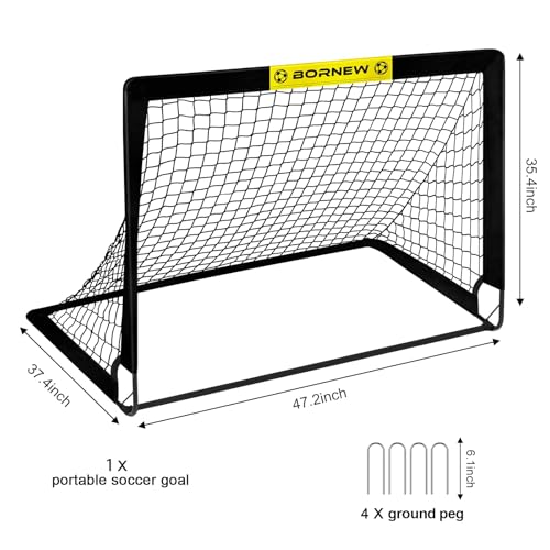 Portable Soccer Goal 4x3FT - Indoor & Outdoor Training Net - Black One Pack