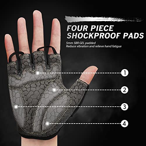 Half-Finger Cycling Gloves for Men & Women - Black, Large