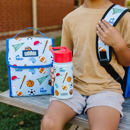 Wildkin Kids Stainless Steel Water Bottle 14oz Game On – Vacuum Insulated, Durable, Kid-Friendly