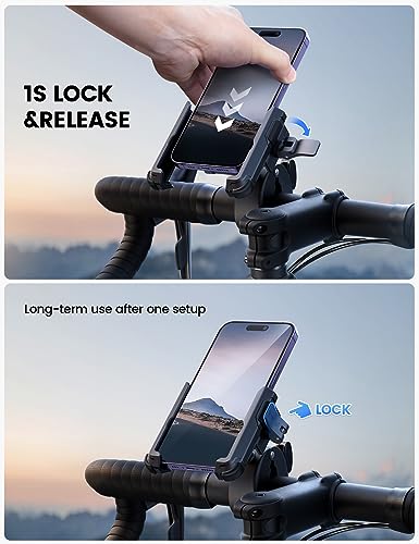Motorcycle Phone Mount for 4.7-7" Phones, 360° Rotation, Easy Install