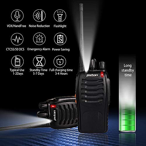 Long Range Walkie Talkies with Earpieces, Rechargeable Two Way Radios (4 Pack)