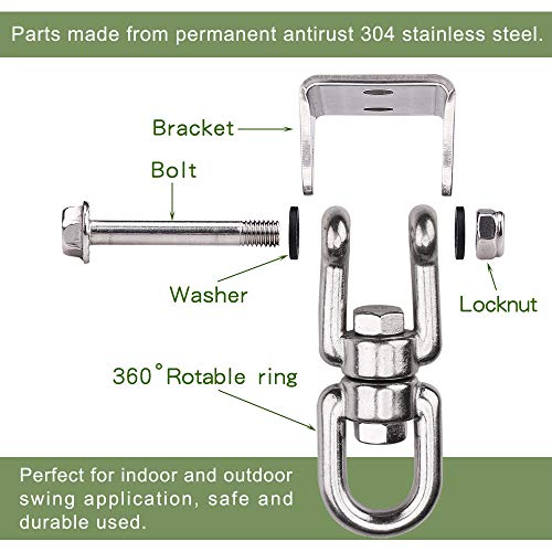 WAREMAID 1 Pack 360° Stainless Steel Swing Hanger - Heavy Duty Ceiling/Wall Mount Tow 1000 lb