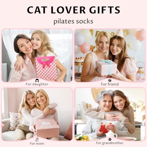 WANZHIHUI 2# 5 Pack Non Slip Cat Grip Socks for Women Girls Yoga Pilates Slippers