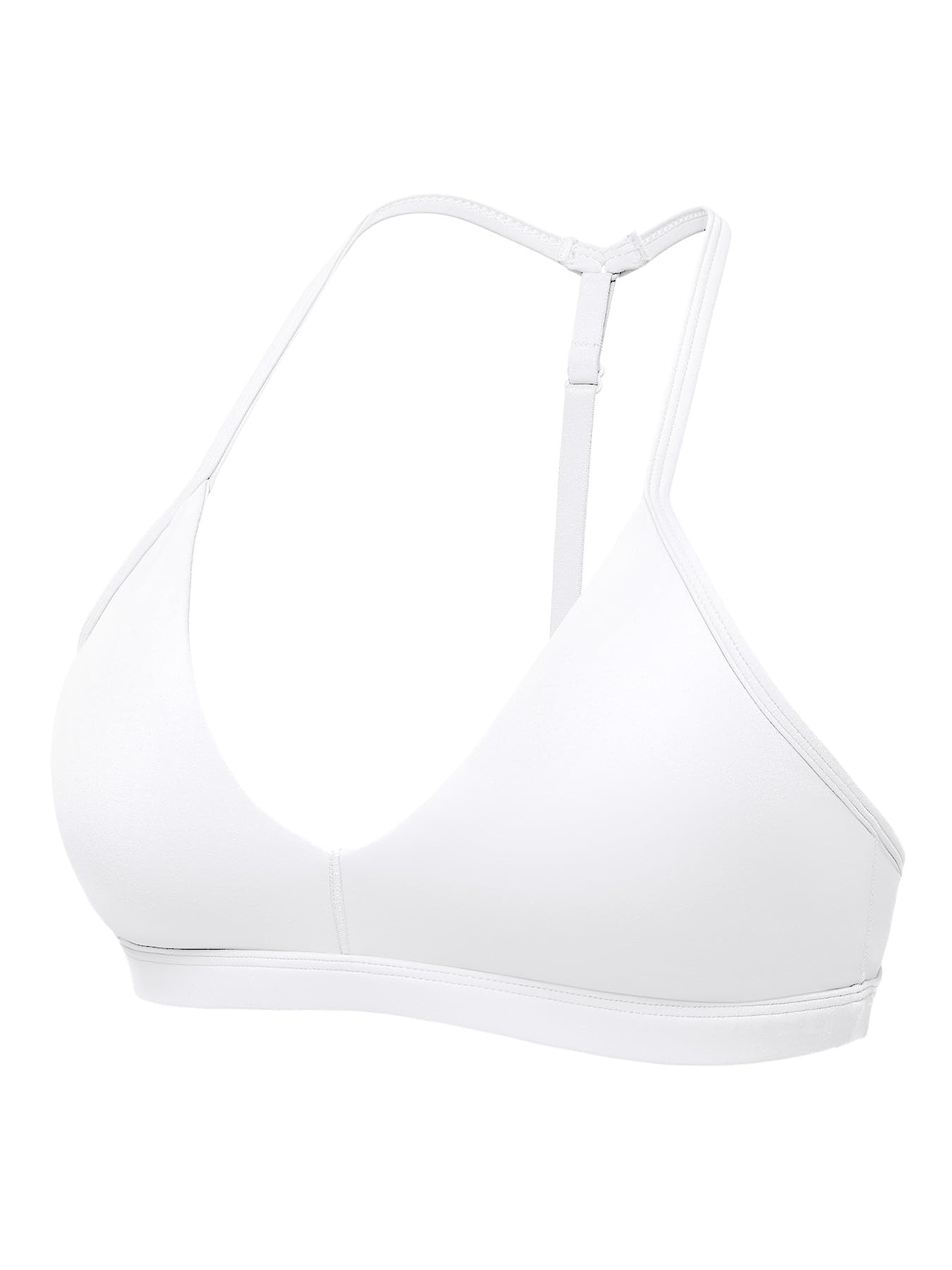YEOREO CoreFlex Sports Bras for Women Strappy Padded Halter Open Back Light Impact Deep V Neck Yoga Workout Gym Tops White S
