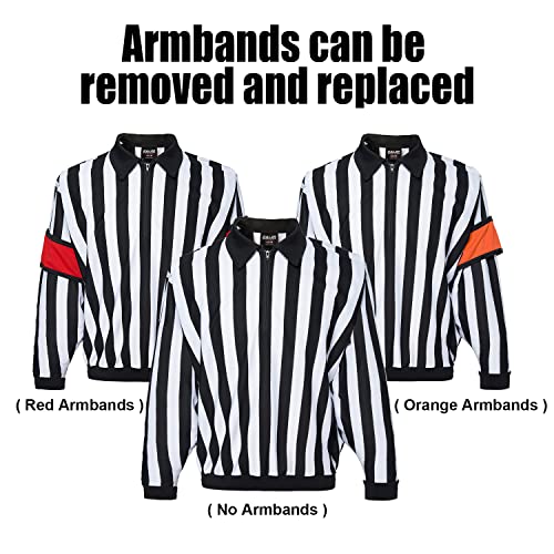 EALER HRJ100 Ice Hockey Referee Long Sleeve Striped Jersey - Medium, Removable Armbands