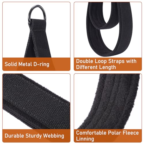 Double Loop Pilates Straps - Non-Slip Padded Grip, Black