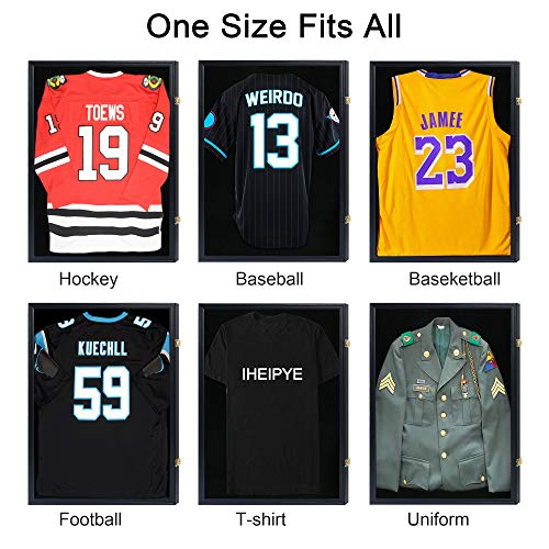 Lockable Large Jersey Display Frame with UV Protection - Black