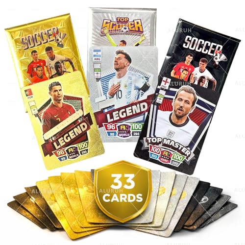 33 Unique Soccer Player Trading Cards - 3 Mystery Packs